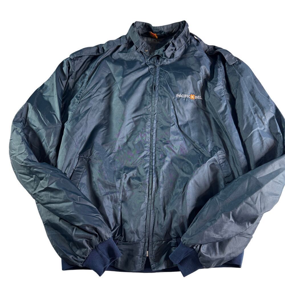 Vintage Pla-Jac Jacket Pacific Bell Mens XL USA Made Nylon Bomber Windbreaker